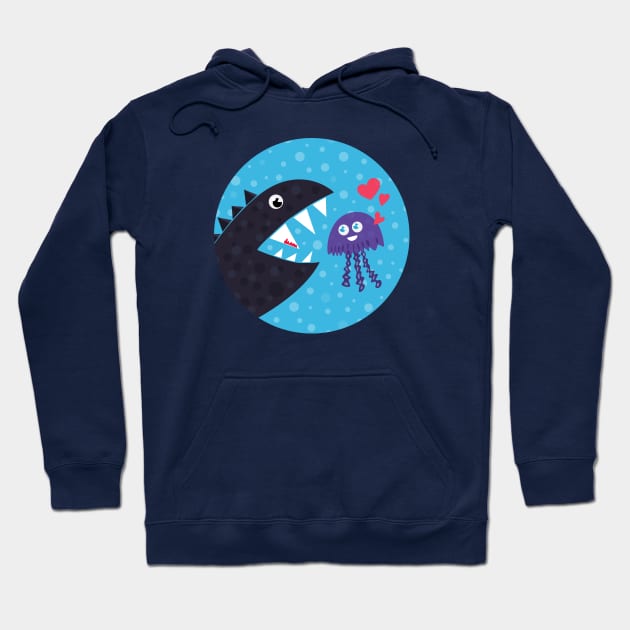 Cute Jellyfish In Love With Sea Monster Hoodie by Boriana Giormova